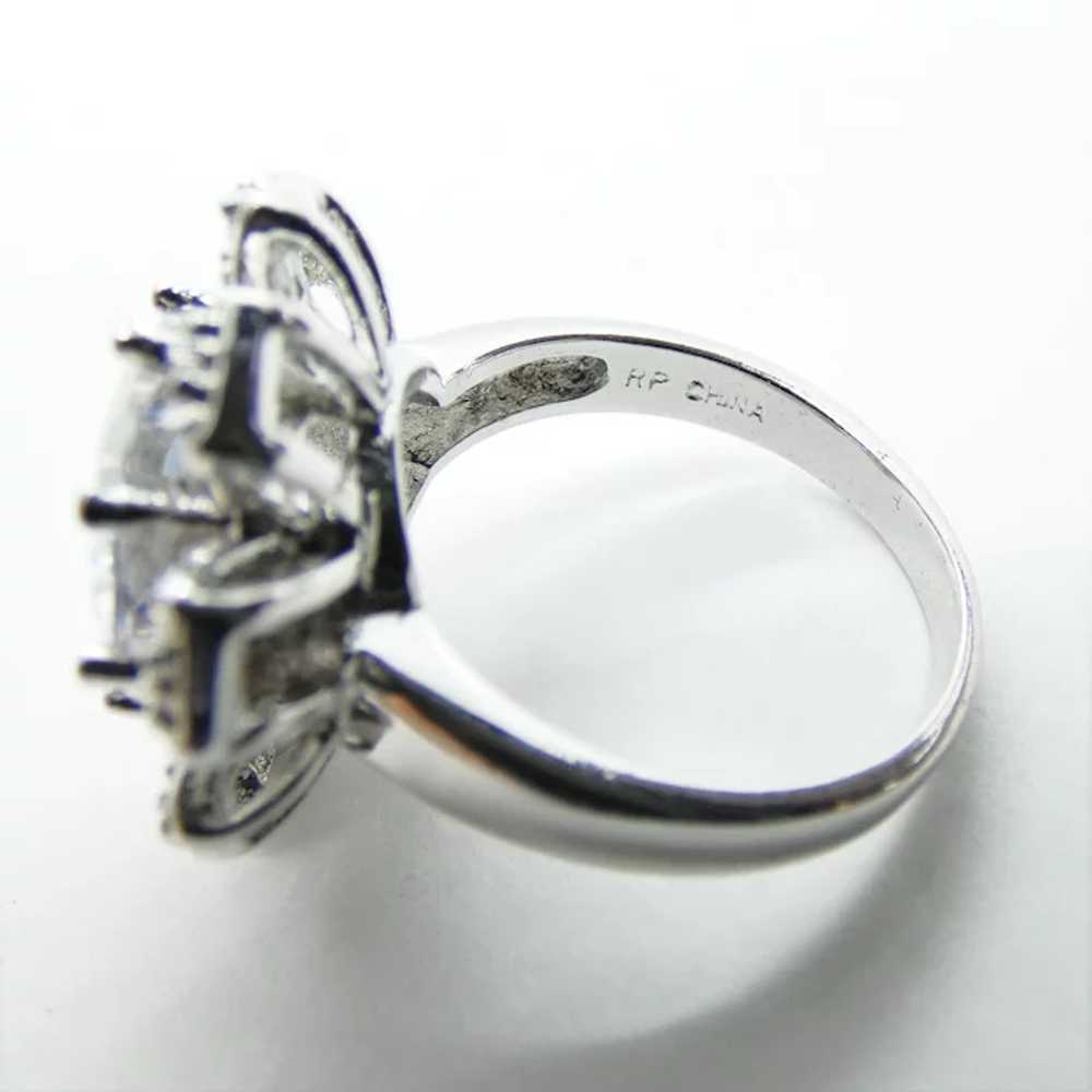 Imitation Diamond Sterling Silver Flower Ring - image 5