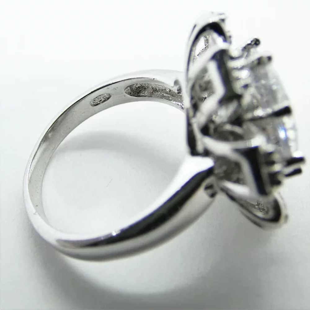 Imitation Diamond Sterling Silver Flower Ring - image 6