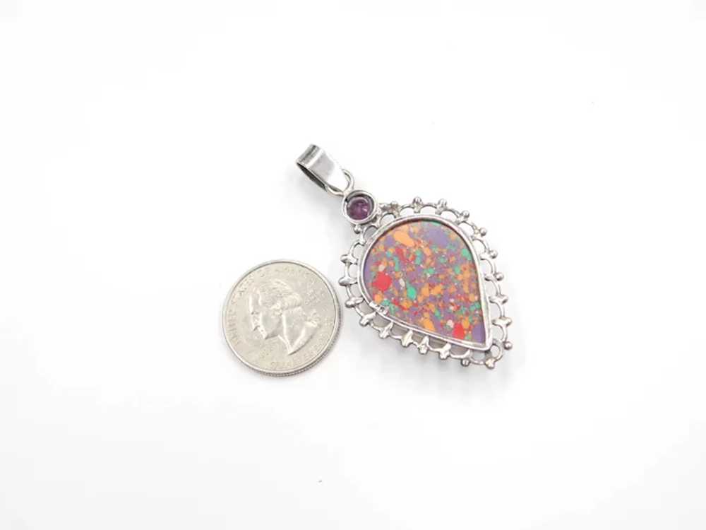 Sterling Silver Colorful Stone Pendant - image 4