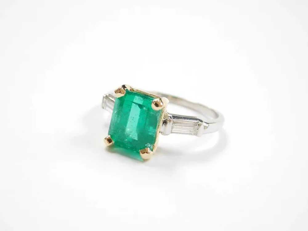 Columbian Emerald & Diamond Ring Platinum/18k Gol… - image 3