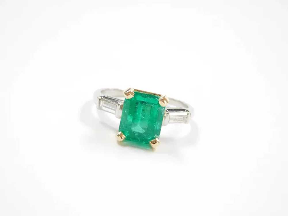 Columbian Emerald & Diamond Ring Platinum/18k Gol… - image 4