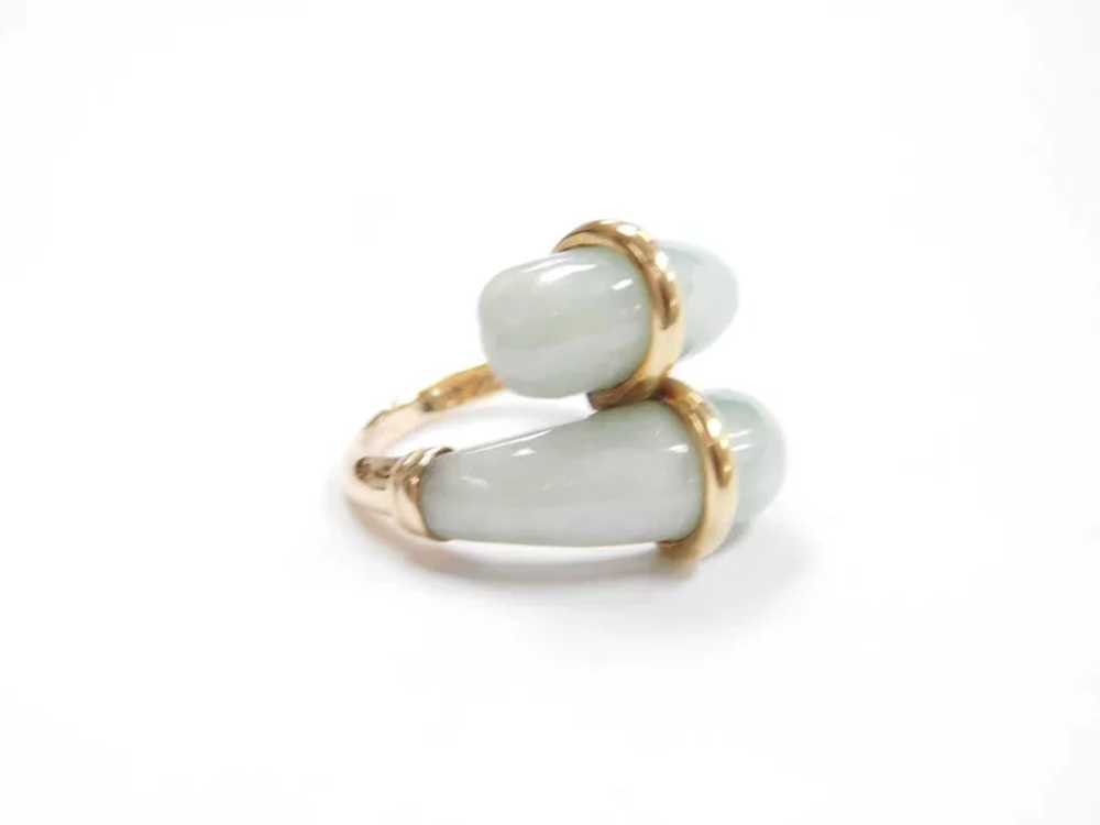 Jade 14k Gold Bypass Vintage Ring - image 4