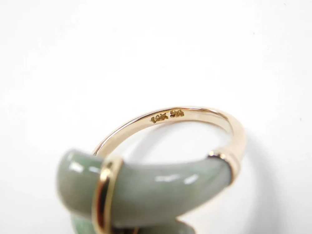 Jade 14k Gold Bypass Vintage Ring - image 5