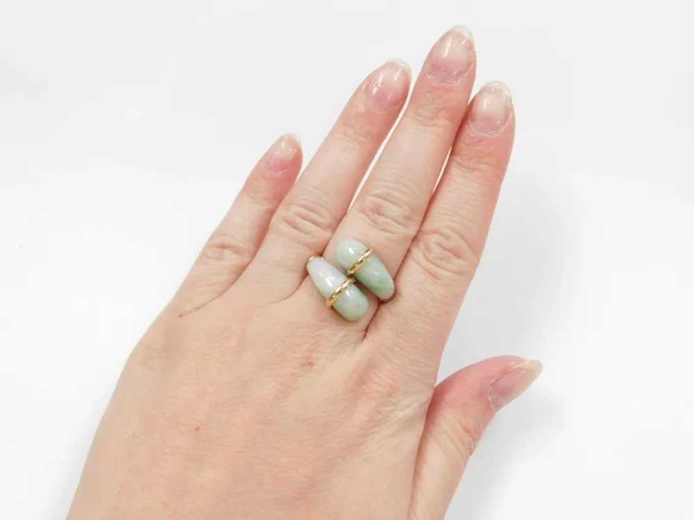 Jade 14k Gold Bypass Vintage Ring - image 6