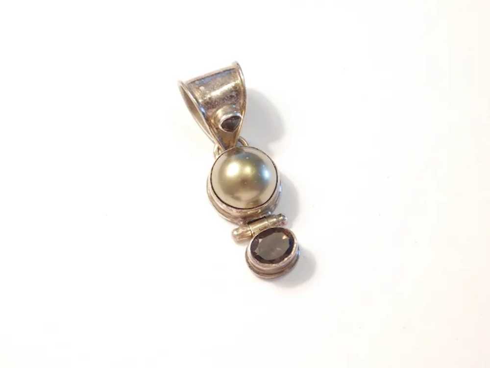 Light Green Cultured Mabe Pearl and Smoky Quartz … - image 5