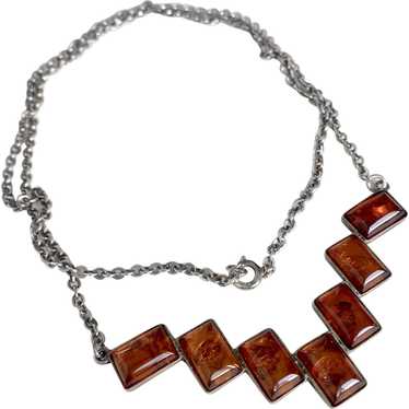Vintage Baltic Amber Necklace Sterling Silver