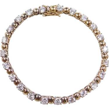 Gold Vermeil Faux Diamond Tennis Bracelet ~ 7"