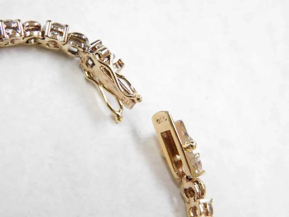 Gold Vermeil Faux Diamond Tennis Bracelet ~ 7" - image 3