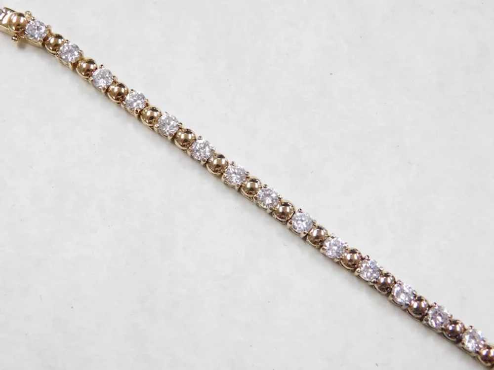 Gold Vermeil Faux Diamond Tennis Bracelet ~ 7" - image 4