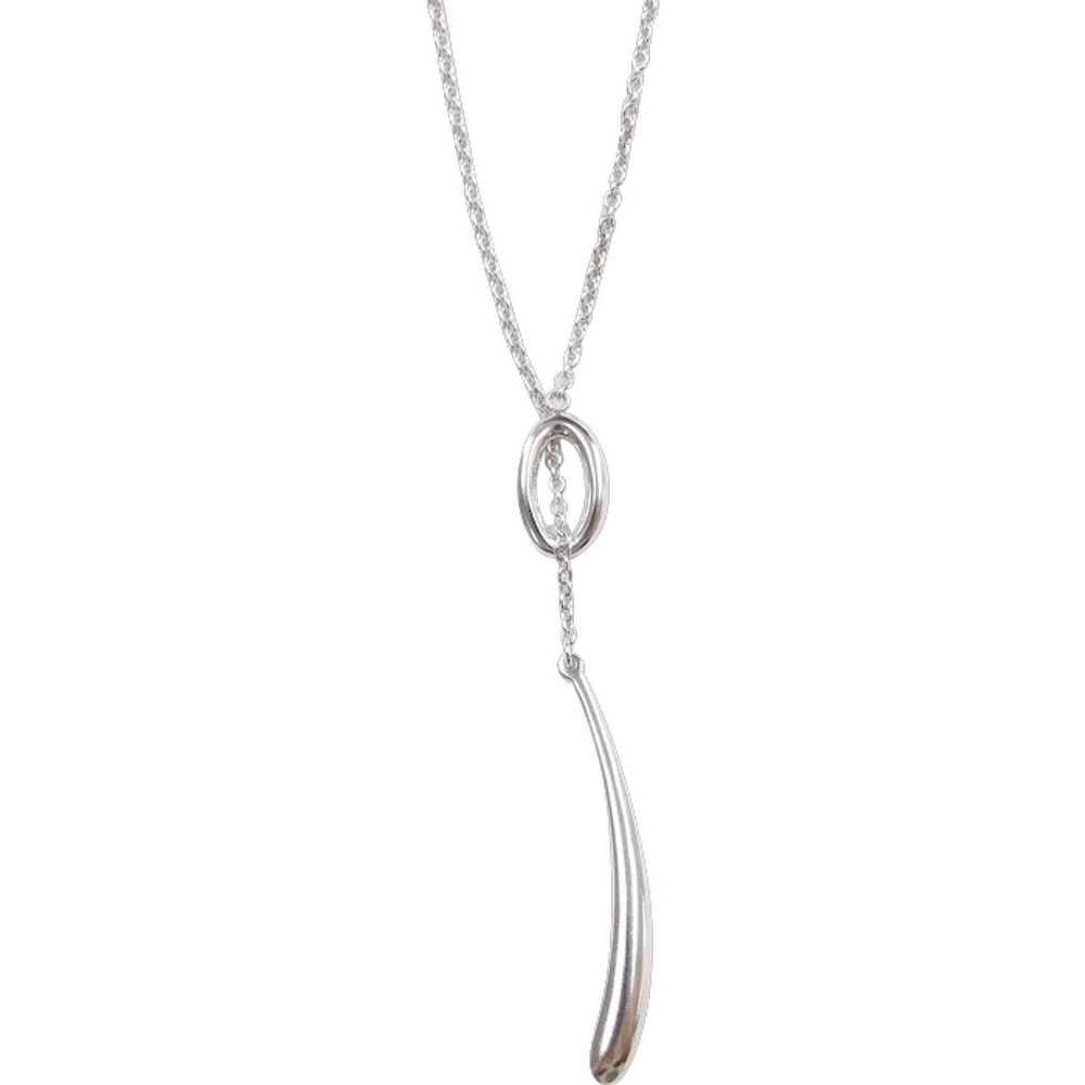 Sterling Silver Long Adjustable Necklace with Ste… - image 1