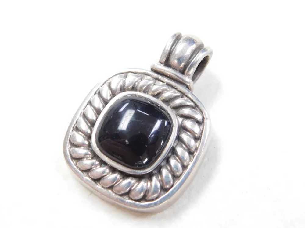 Yurman Inspired Sterling Silver & Onyx Pendant - image 2