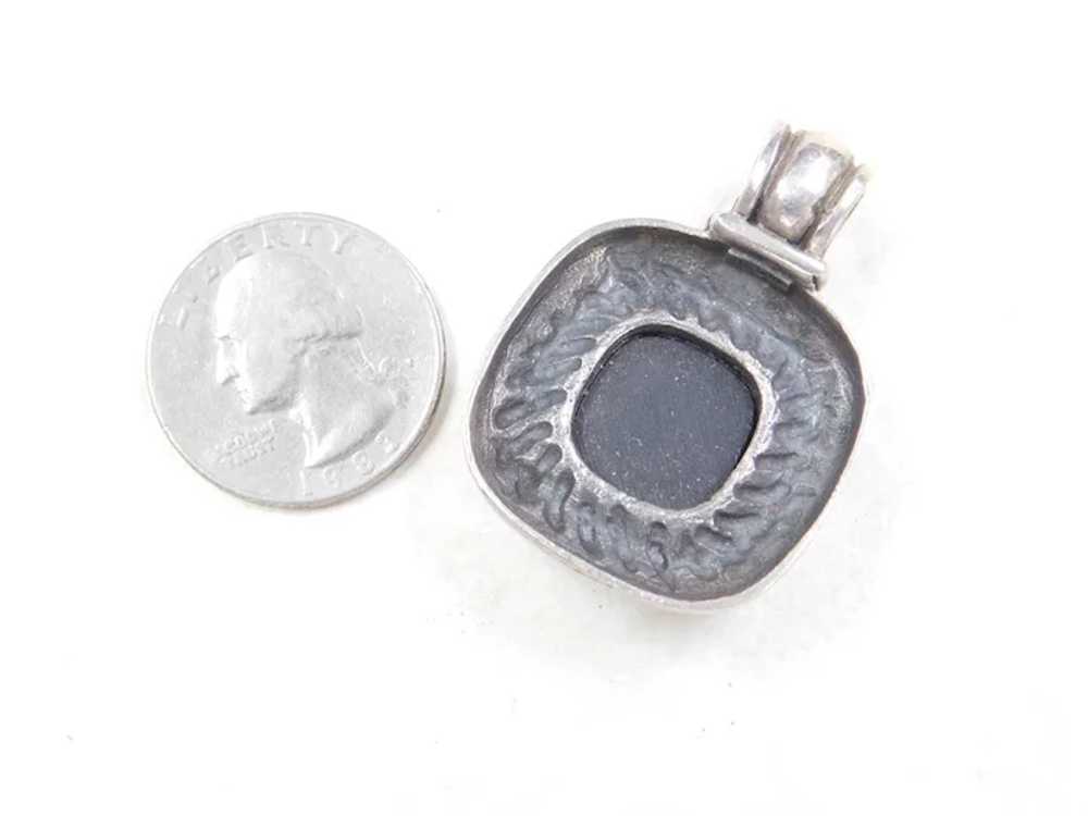 Yurman Inspired Sterling Silver & Onyx Pendant - image 3