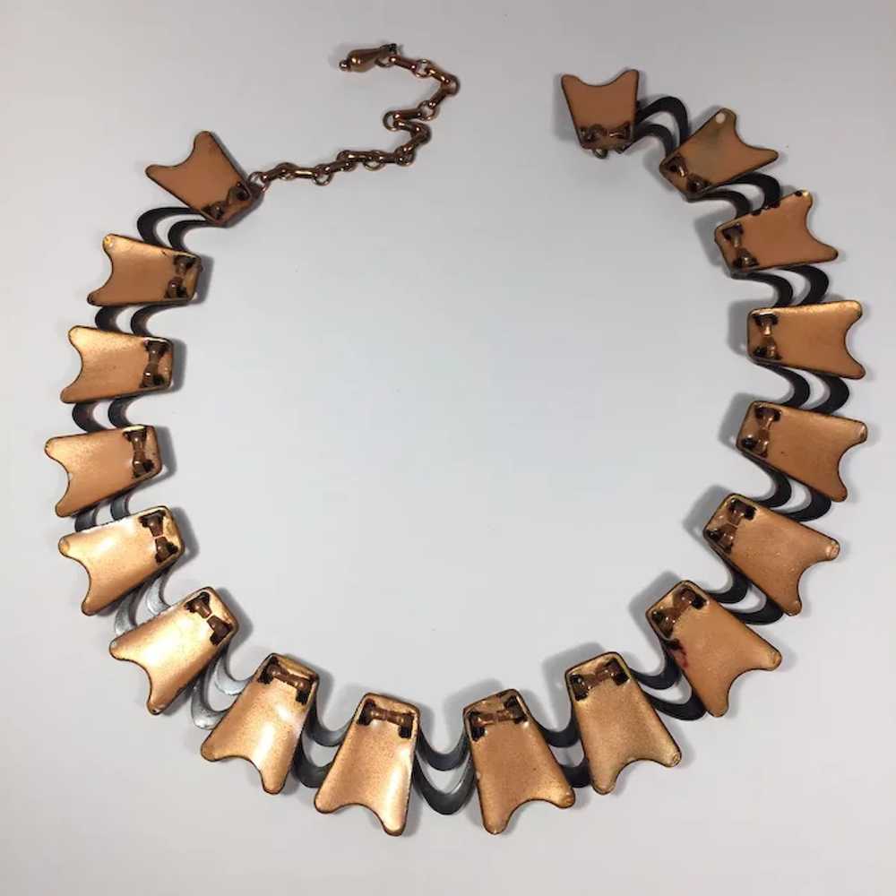 Mid-Century Copper Necklace with Red/White/Black … - image 8
