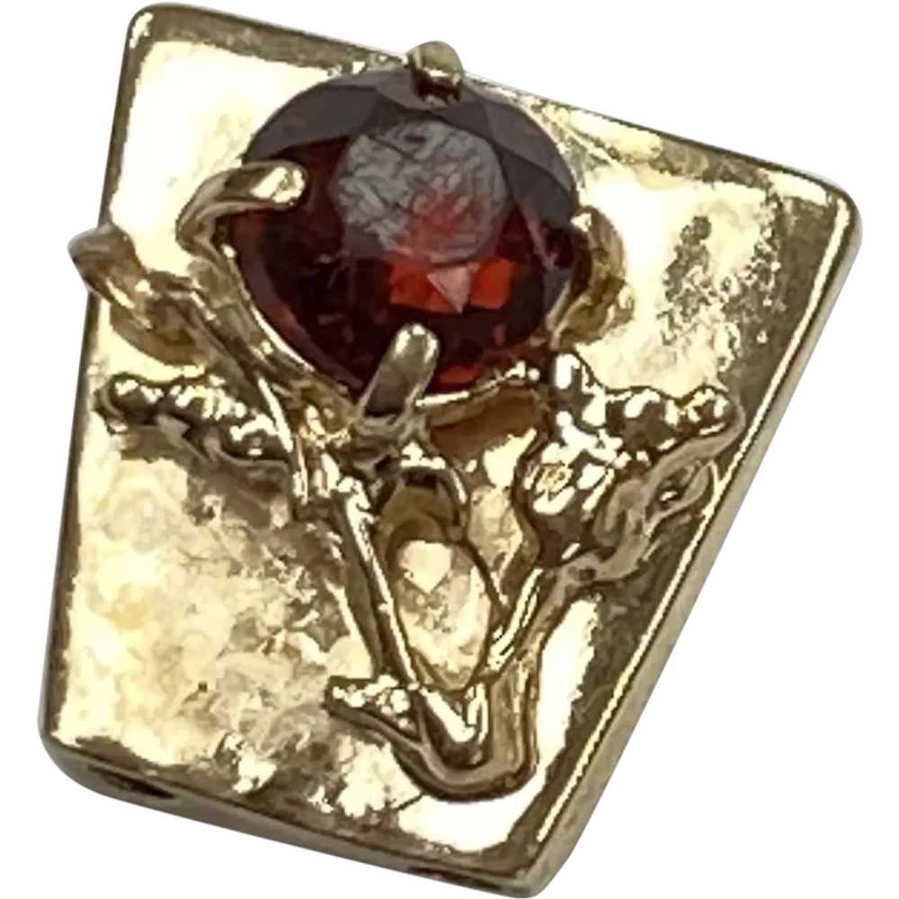 Garnet Floral Vintage Slide 14K Gold, Add a Slide… - image 1