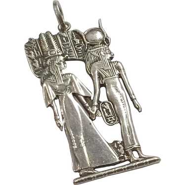 Big Egyptian Revival Pharaoh Pendant, King and Qu… - image 1