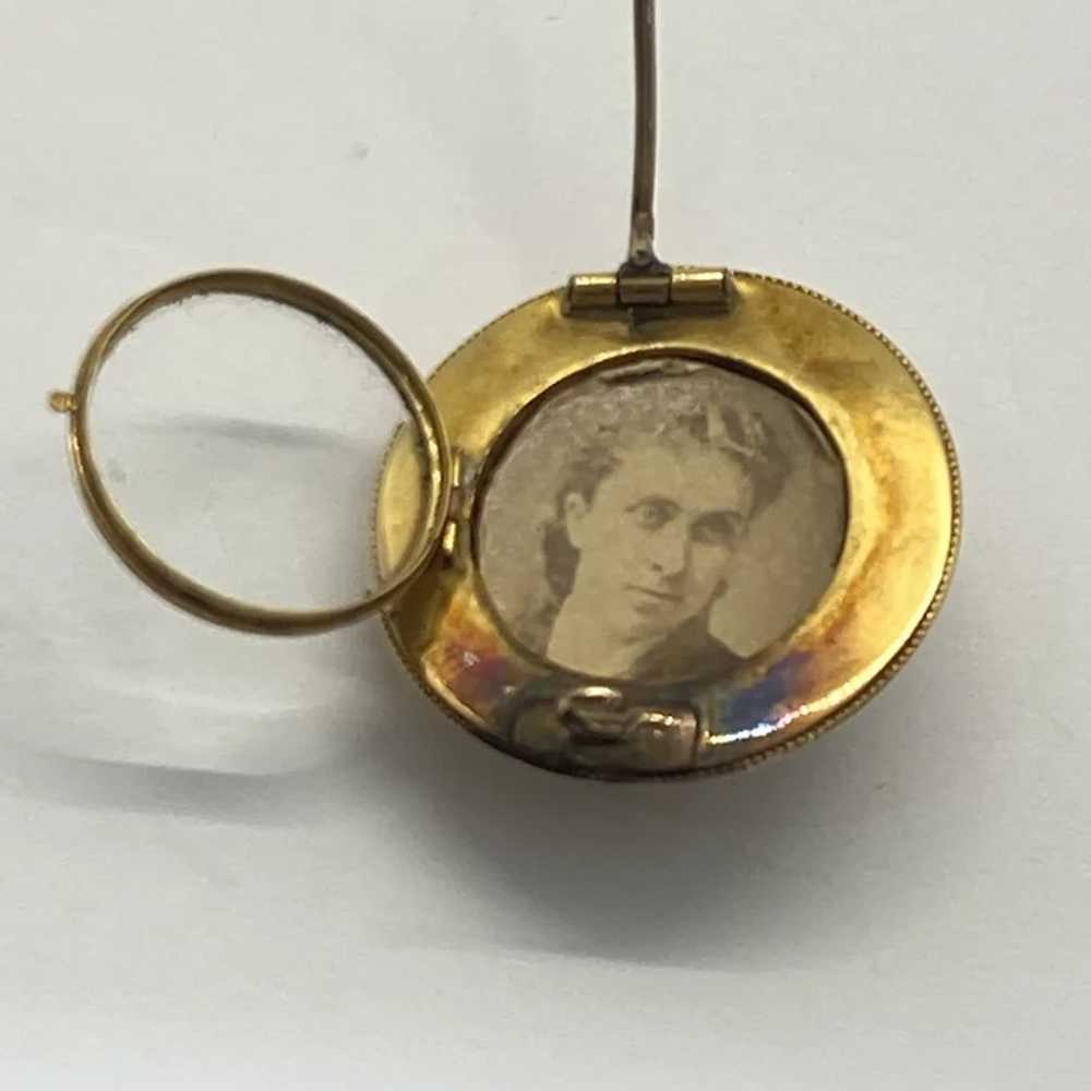 Victorian Mourning Brooch Double Locket 14K Gold … - image 3