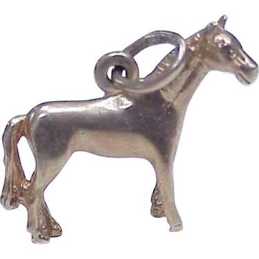 Vintage Solid 10K Gold Equestrian Charm, Three Di… - image 1