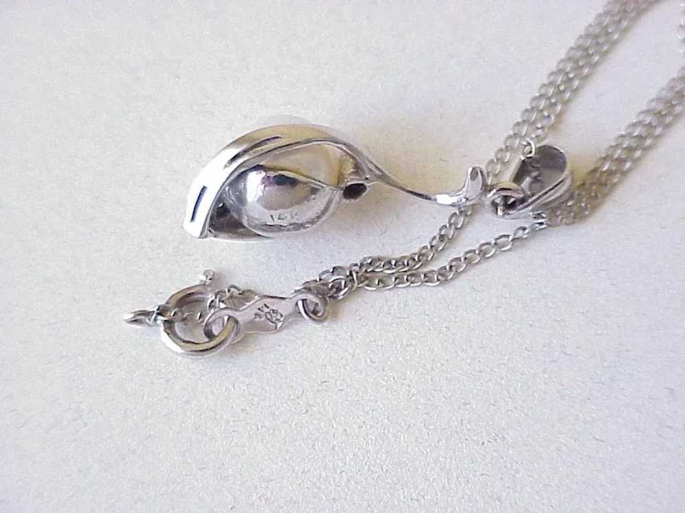 Vintage Necklace/Pendant 14K White Gold Cultured … - image 3