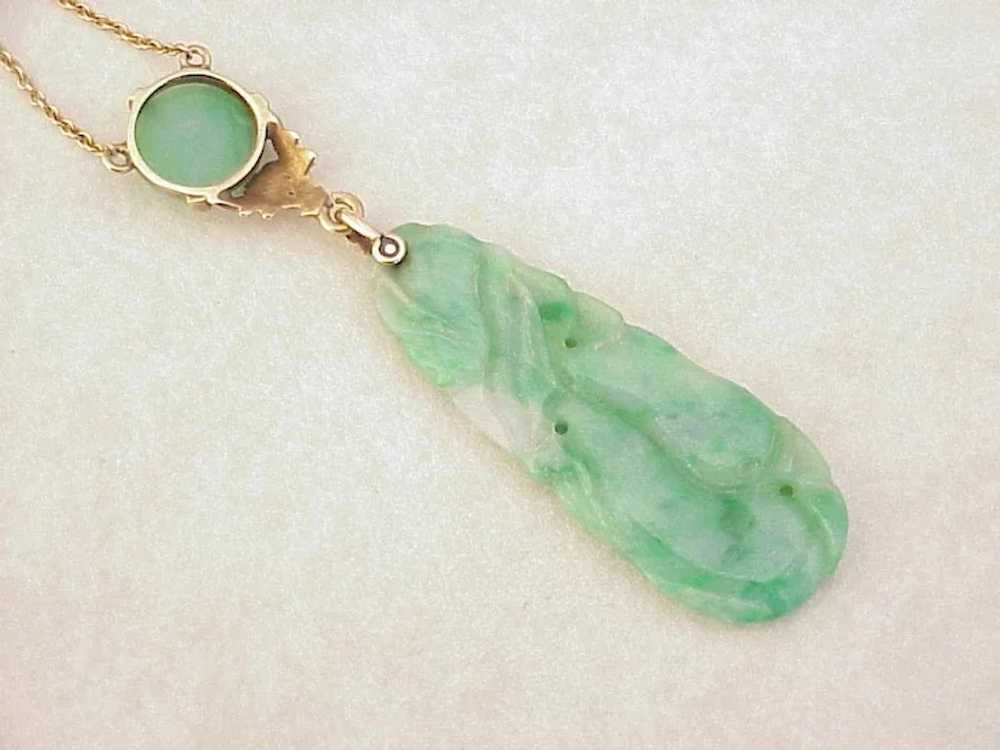 Apple Green Jade Drop Necklace 14K Gold, Longevit… - image 3