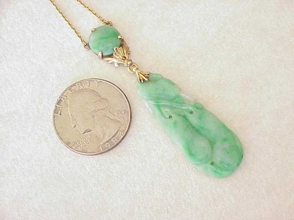 Apple Green Jade Drop Necklace 14K Gold, Longevit… - image 4