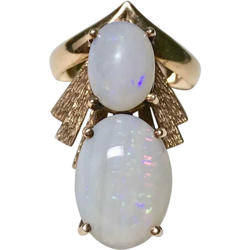 Unique Natural Opal Custom Vintage Ring 14K Gold … - image 1