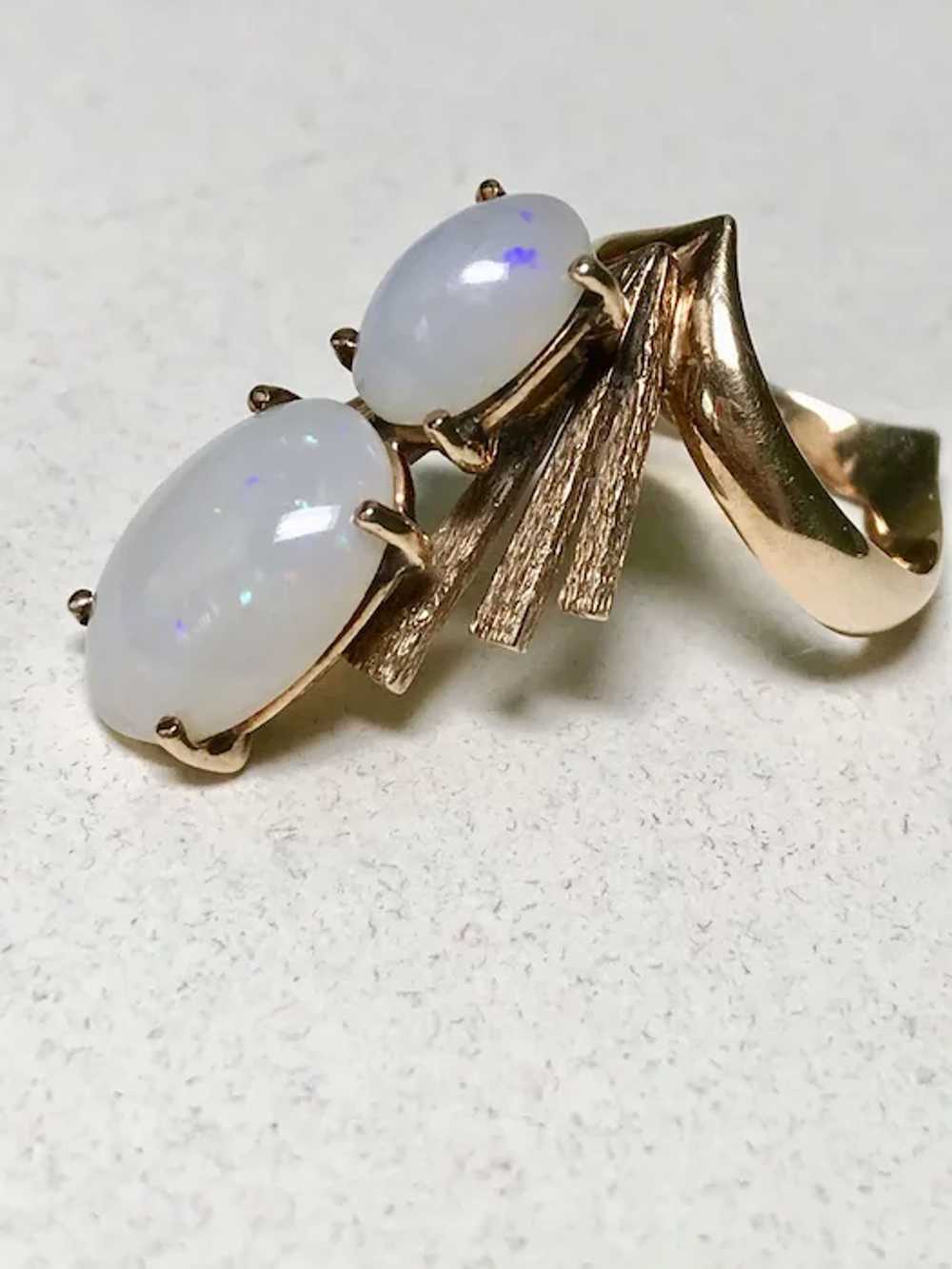 Unique Natural Opal Custom Vintage Ring 14K Gold … - image 3