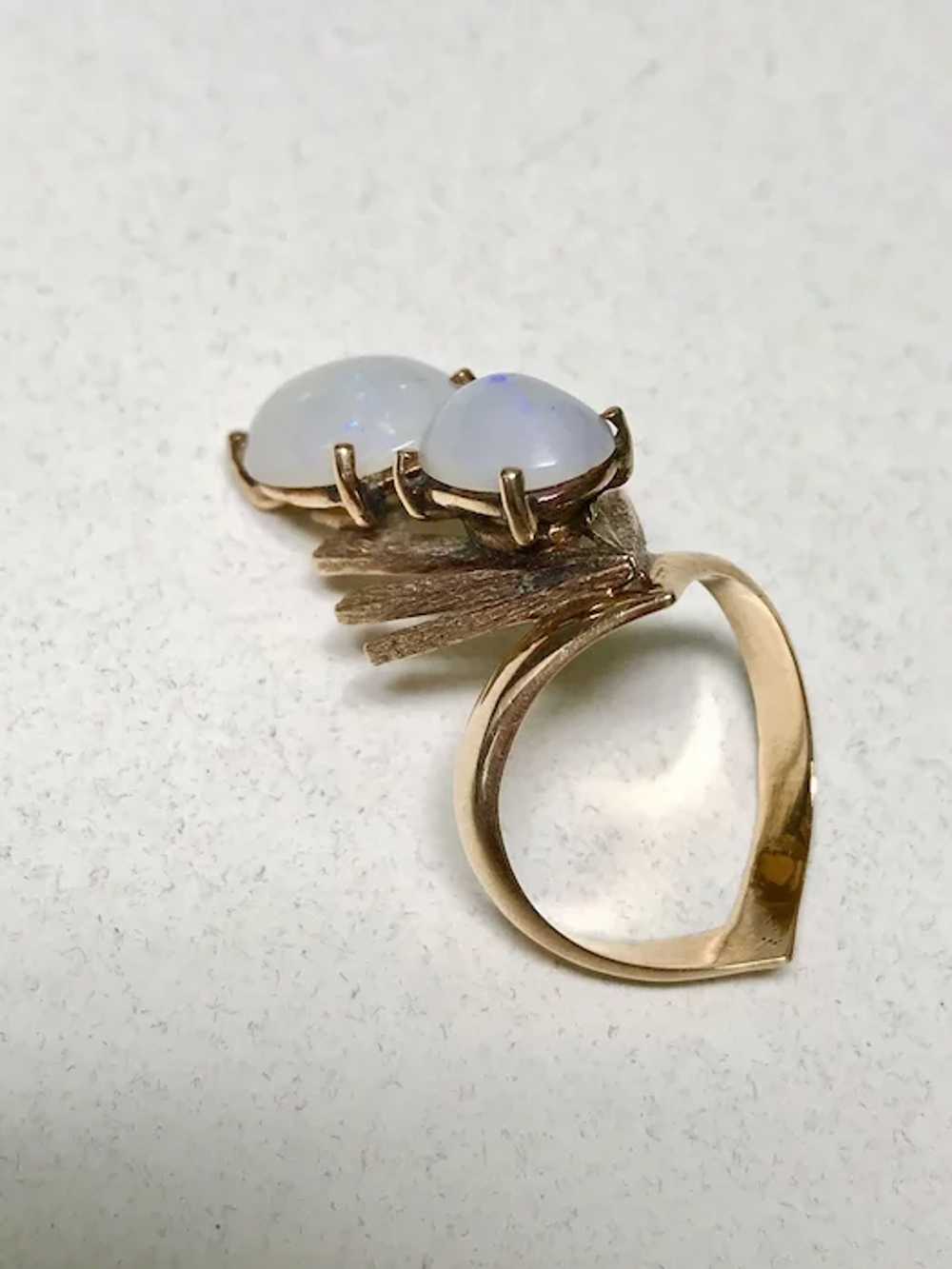 Unique Natural Opal Custom Vintage Ring 14K Gold … - image 7