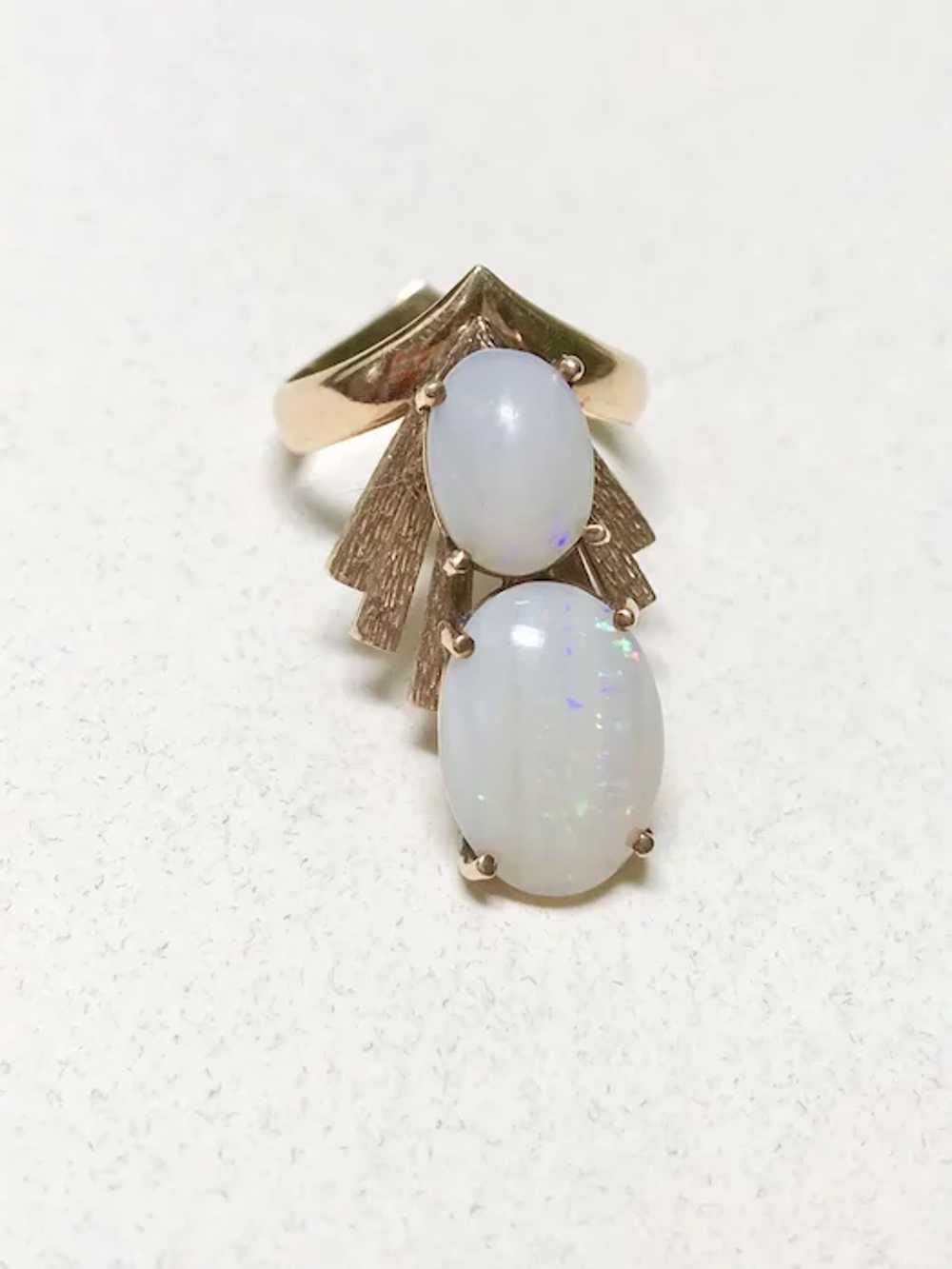 Unique Natural Opal Custom Vintage Ring 14K Gold … - image 8
