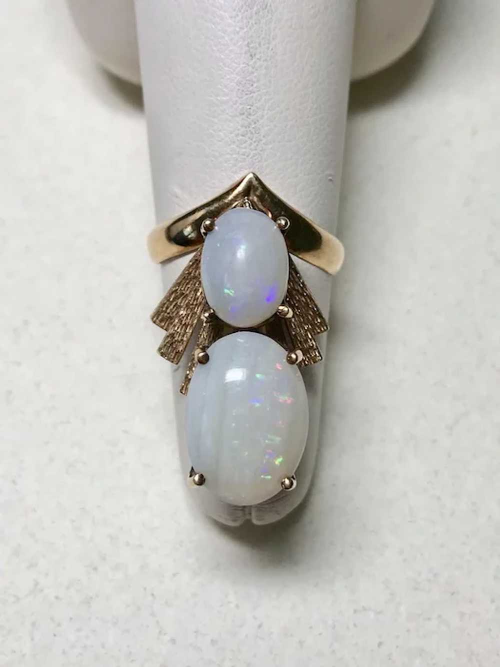 Unique Natural Opal Custom Vintage Ring 14K Gold … - image 9
