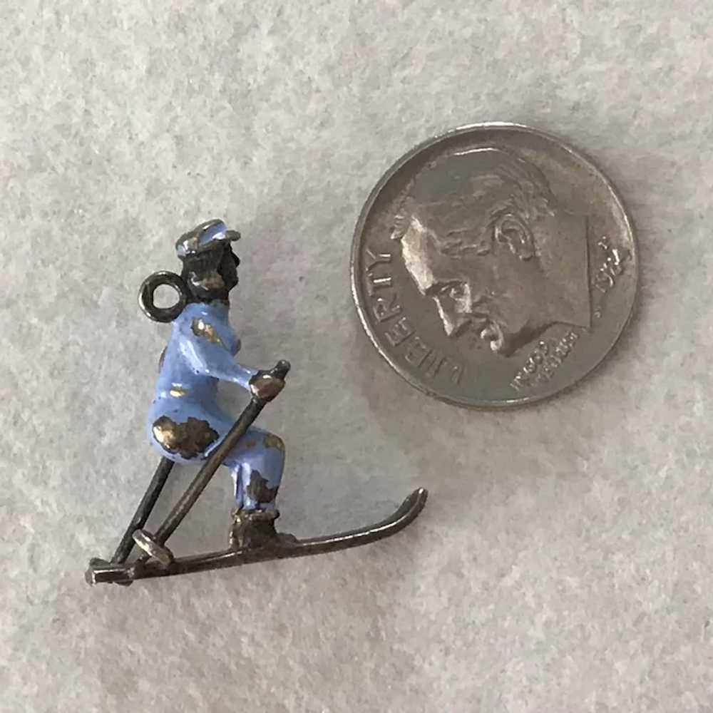 Snow Skier Vintage Charm Sterling Silver Three-Di… - image 2