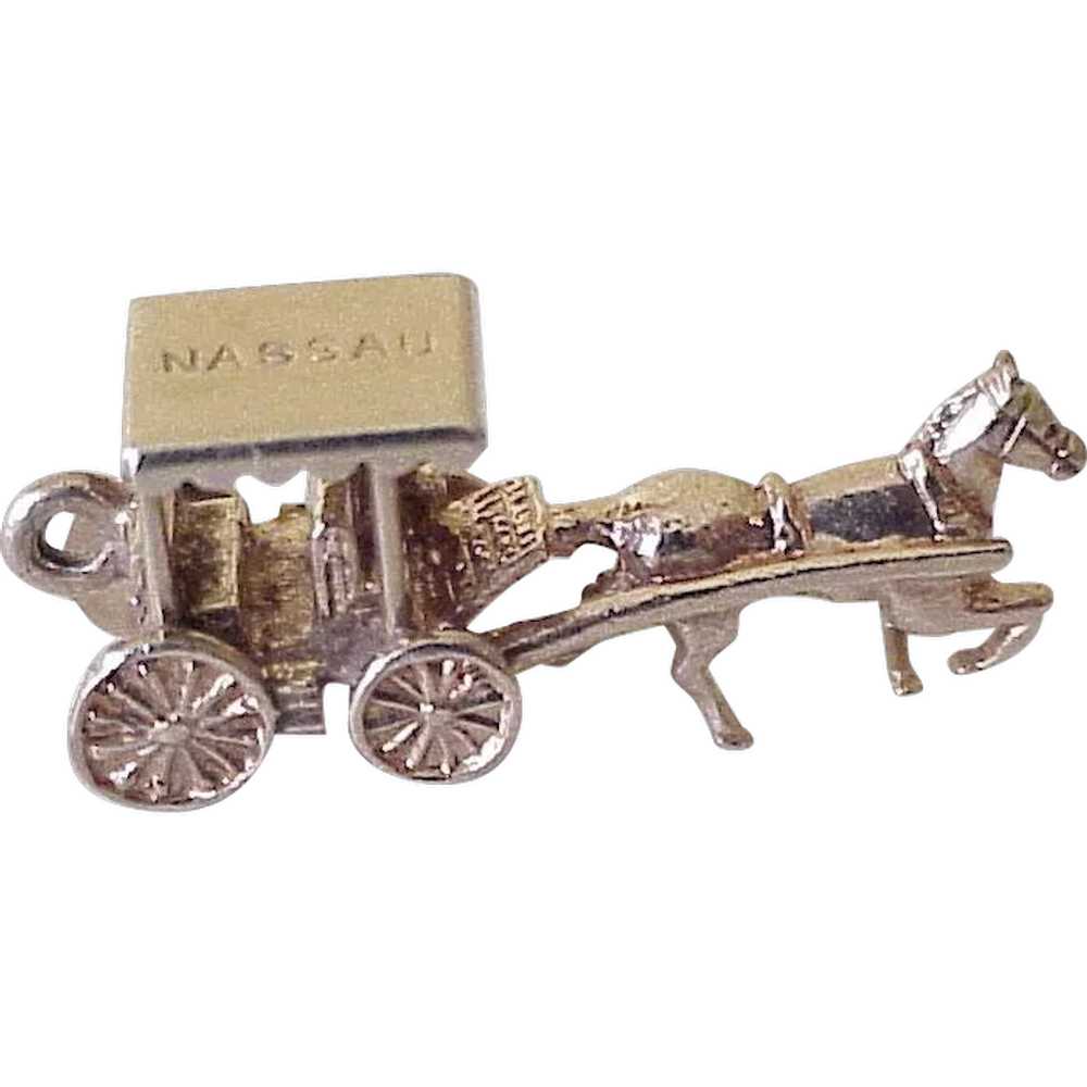 Nassau Horse & Carriage Charm English 9K Gold Thr… - image 1