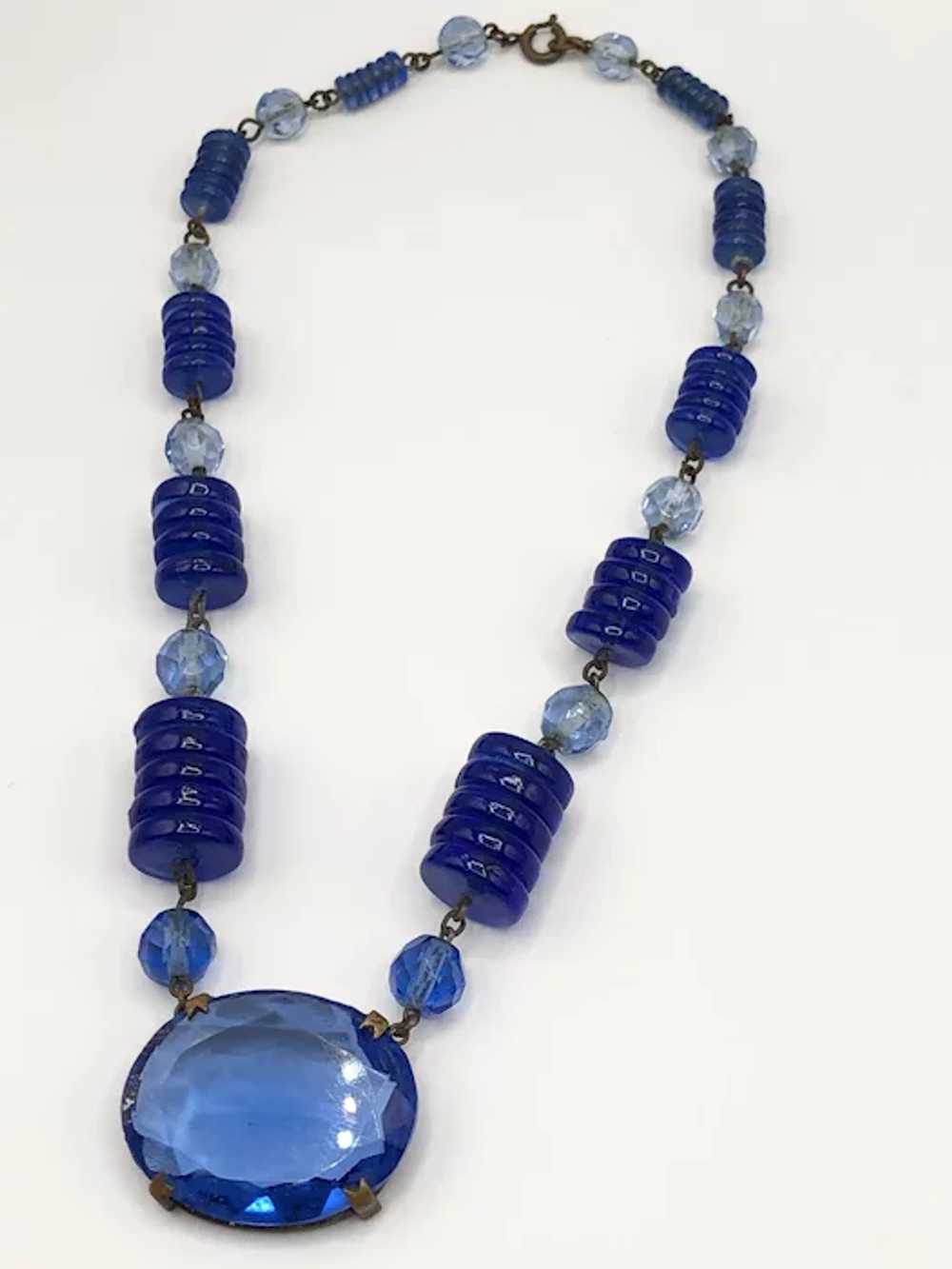 Estate Blue Glass Beaded Necklace - image 3