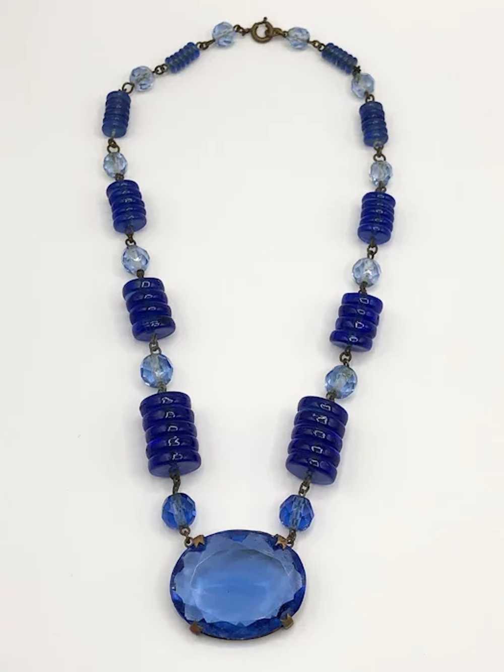 Estate Blue Glass Beaded Necklace - image 4