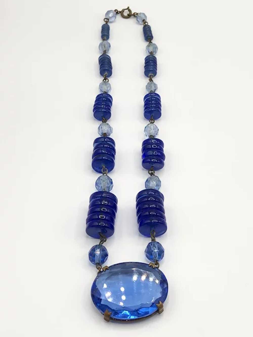 Estate Blue Glass Beaded Necklace - image 5