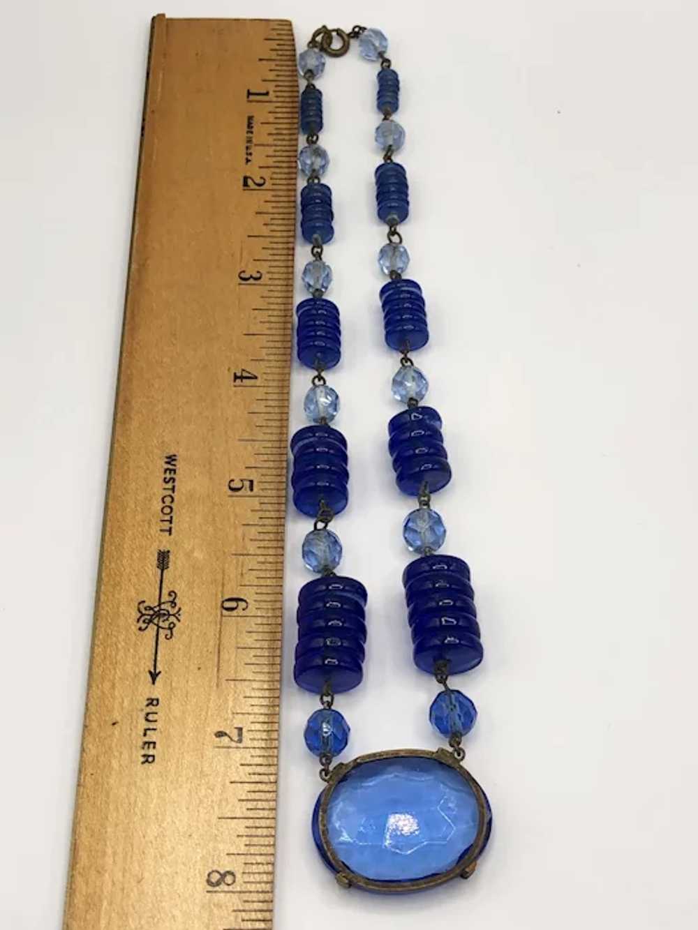 Estate Blue Glass Beaded Necklace - image 6