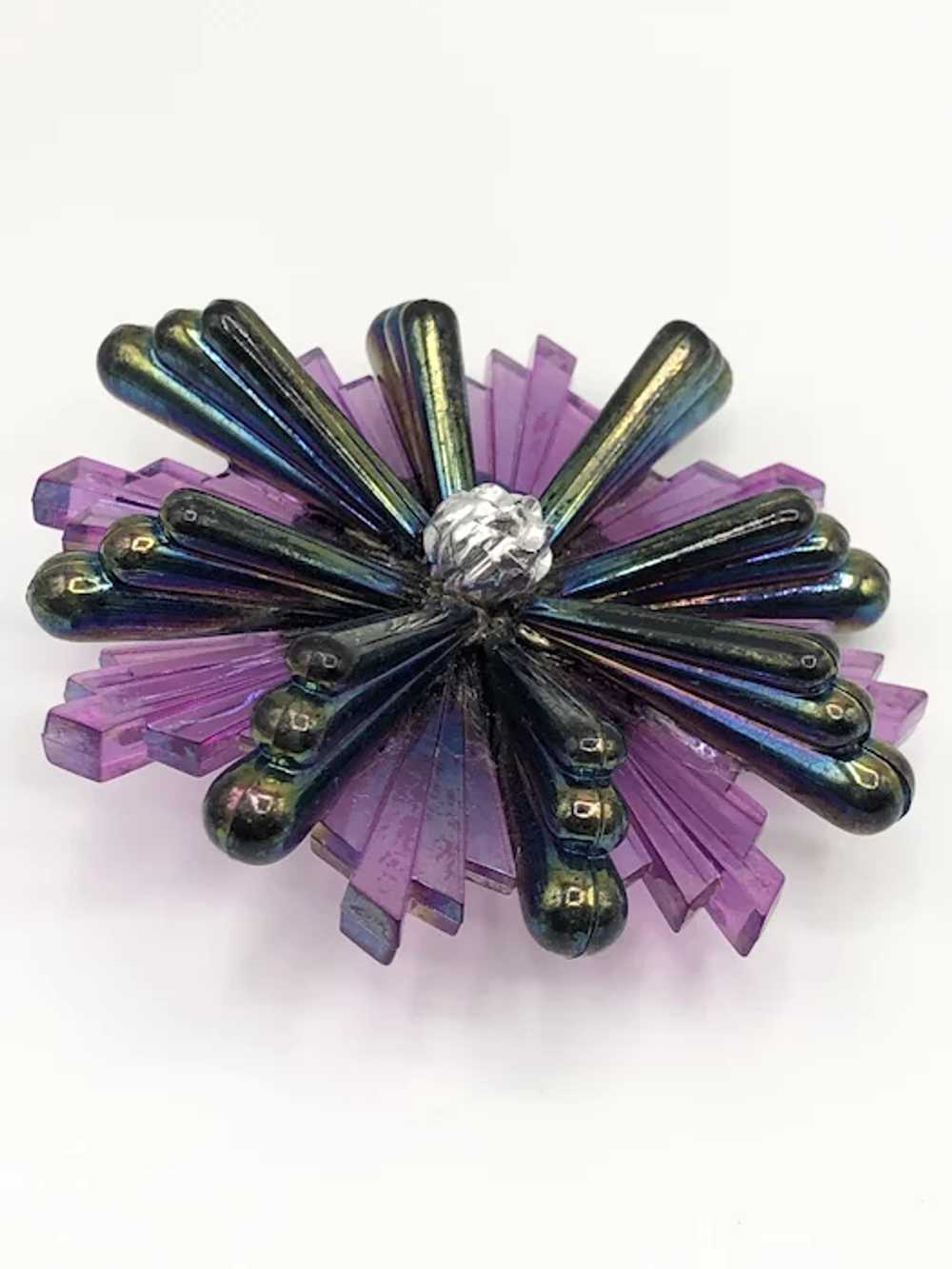 Vintage Acrylic Plastic Lucite Flower Brooch Pin Gem