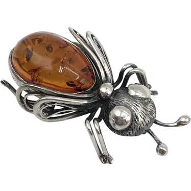 1940's Sterling Silver Fire top Ant Brooch