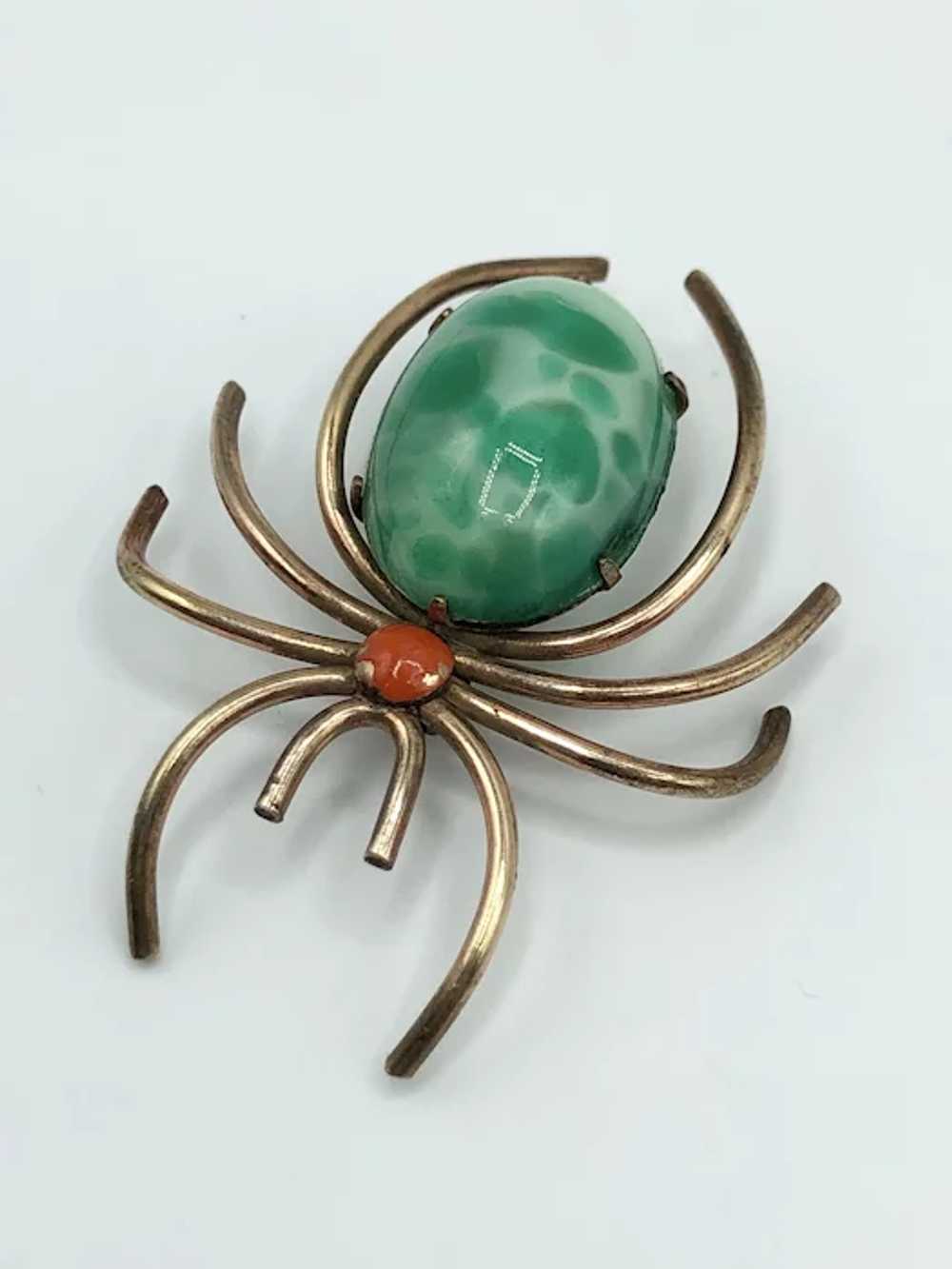 10k Gold Filled White Co Spider Brooch Pin - image 4