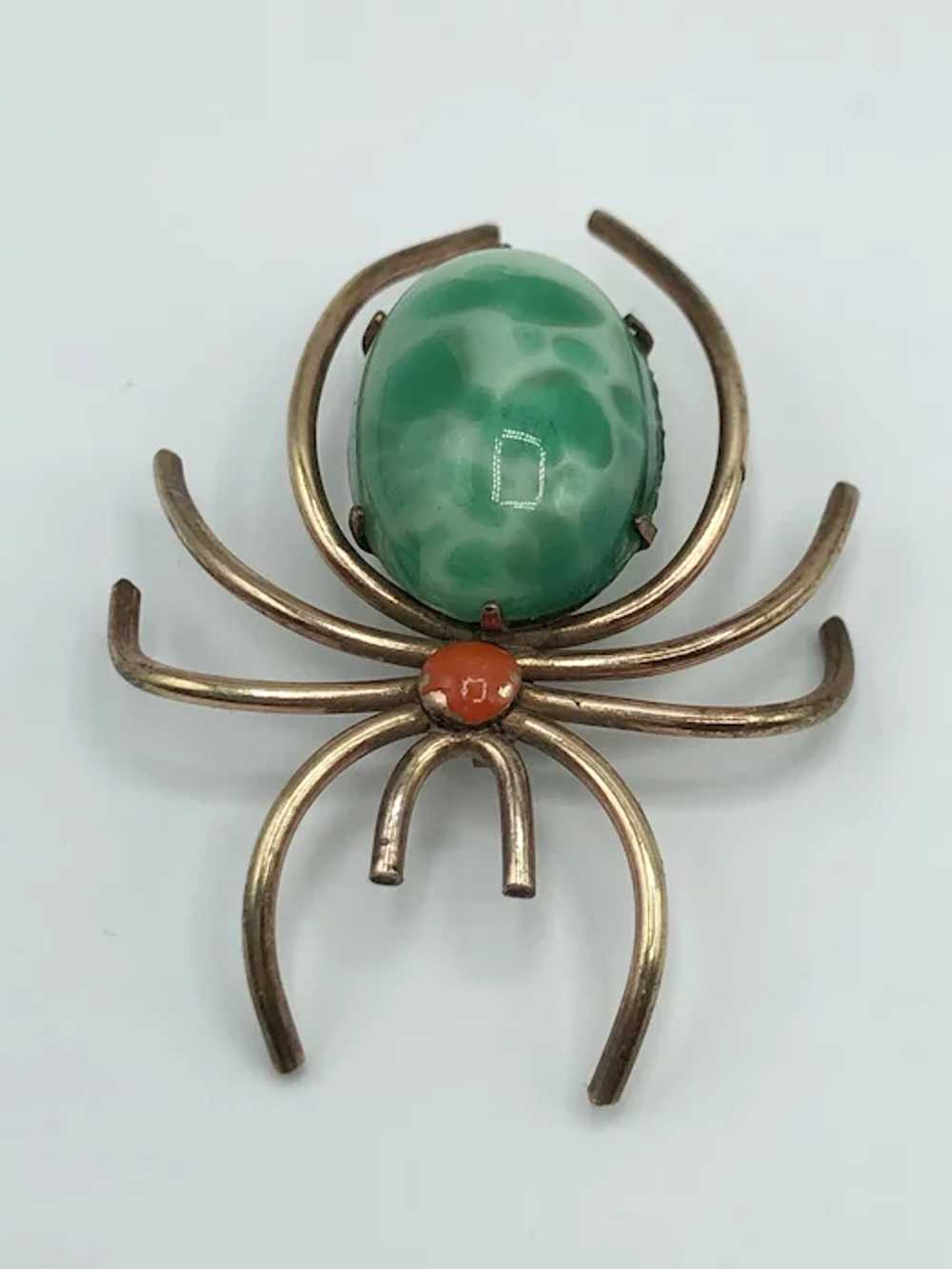 10k Gold Filled White Co Spider Brooch Pin - image 6