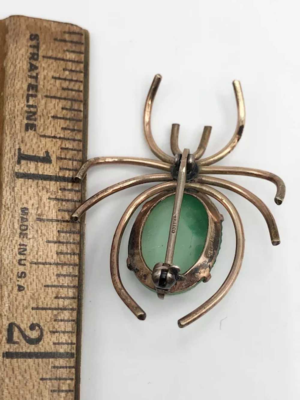 10k Gold Filled White Co Spider Brooch Pin - image 7