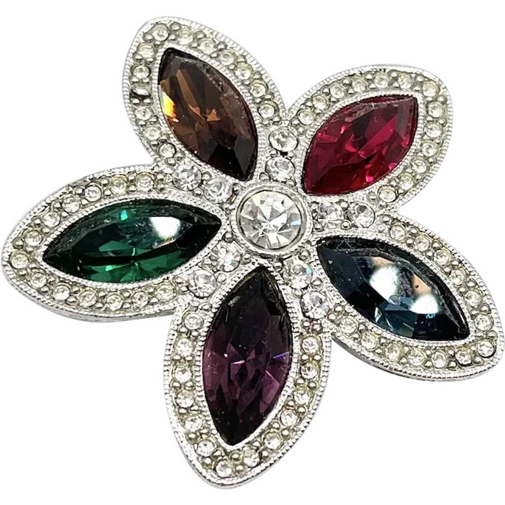 Kenneth Lane KJL Rhinestone Flower Vintage Brooch… - image 1