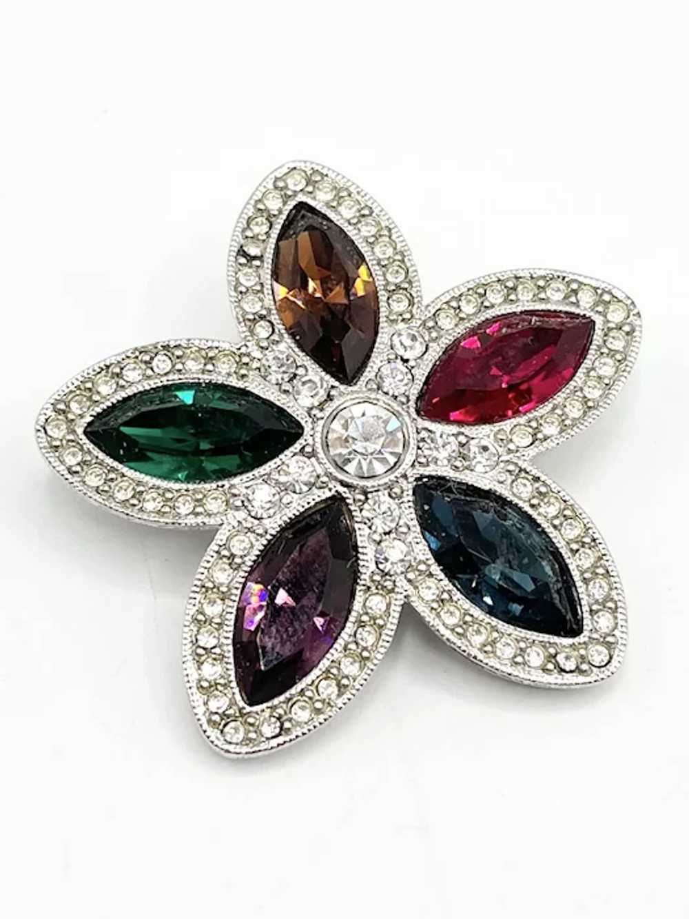 Kenneth Lane KJL Rhinestone Flower Vintage Brooch… - image 2