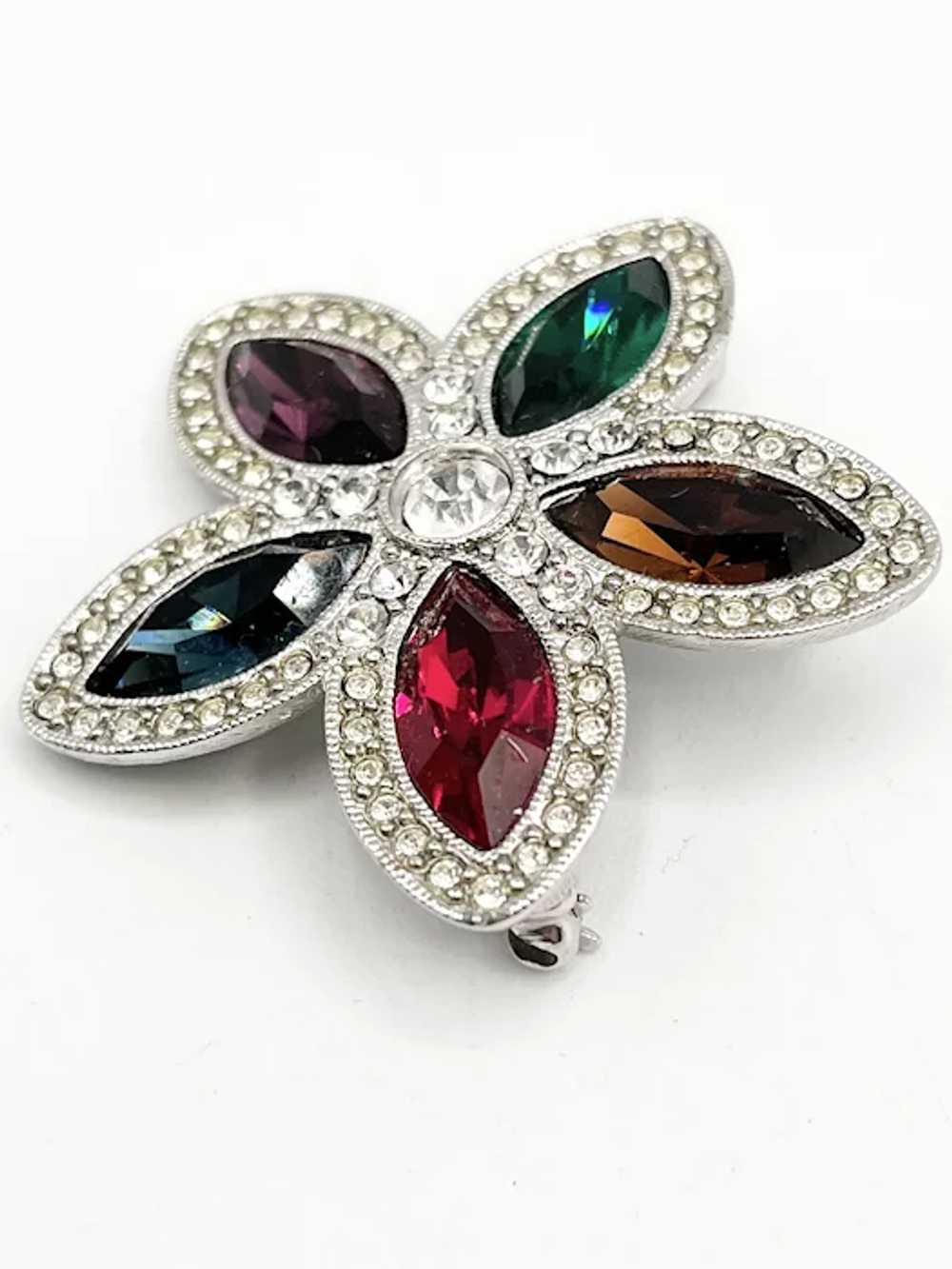 Kenneth Lane KJL Rhinestone Flower Vintage Brooch… - image 3