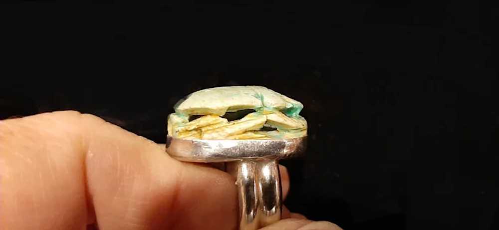 Vintage Egyptian Scarab Bead & Sterling Ring - image 7