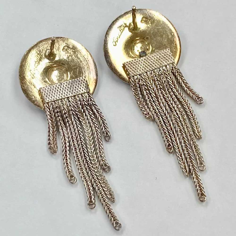 Vintage Dangle Earrings Sterling Silver & Enamel,… - image 2