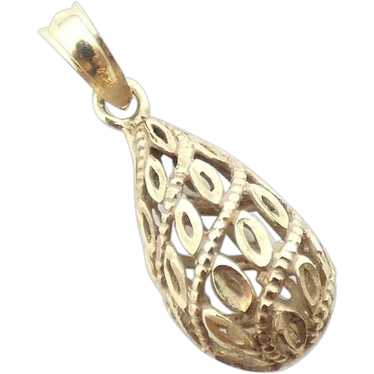 Open-Work Teardrop Pendant 10K Yellow Gold