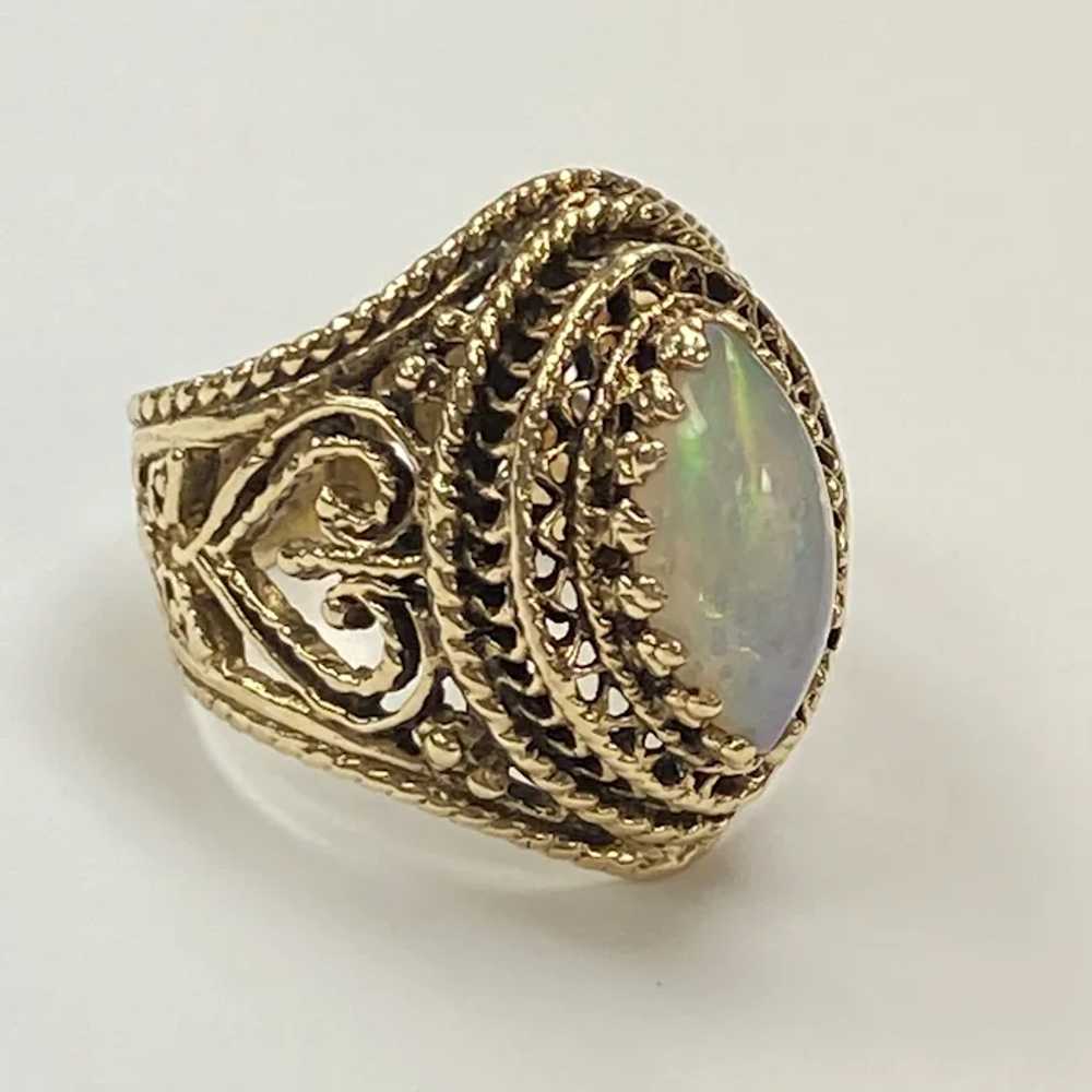 Beautiful Natural Opal Ornate Filigree Ring 14K G… - image 6