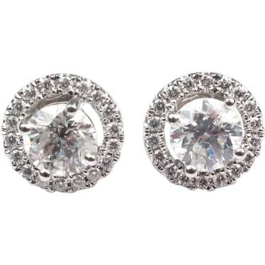 Diamond 1.28 ctw Round Brilliant Halo Studs Earri… - image 1