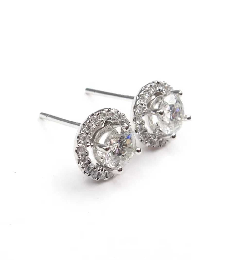 Diamond 1.28 ctw Round Brilliant Halo Studs Earri… - image 2