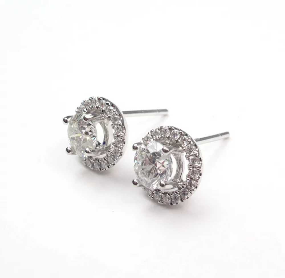 Diamond 1.28 ctw Round Brilliant Halo Studs Earri… - image 3